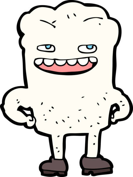 Bir insan tarafından çizilmiş çizgi film dişi.