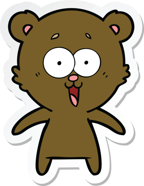 Bir insan tarafından çizilmiş gülen oyuncak ayının çıkartması.