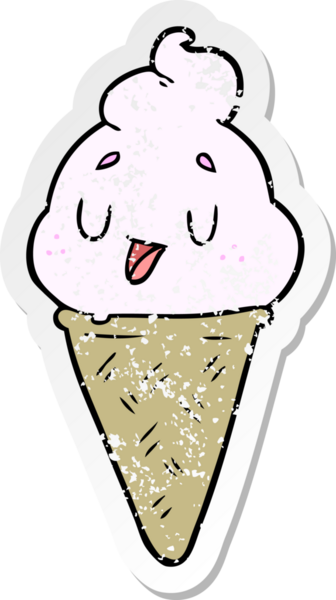 Bir insan tarafından çizilmiş tatlı bir karikatür dondurmasının sıkıntılı çıkartması.