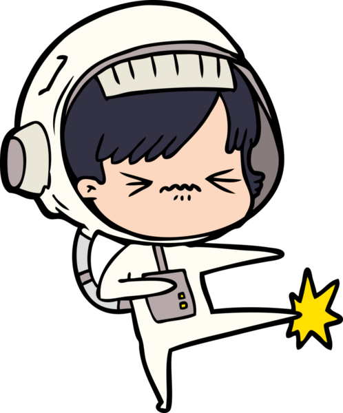 Bir insan tarafından çizilmiş astronot kadın.