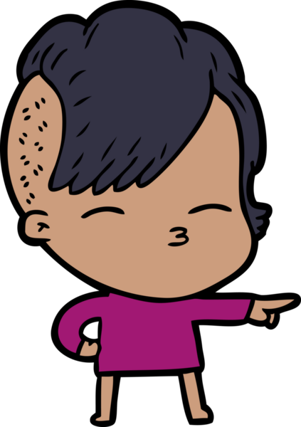 Bir insan tarafından çizilmiş şaşı çizgi film kızı.