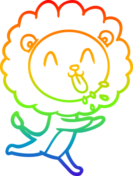 gökkuşağı gradyanı çizimi bir insan tarafından çizilmiş mutlu bir karikatür aslanı