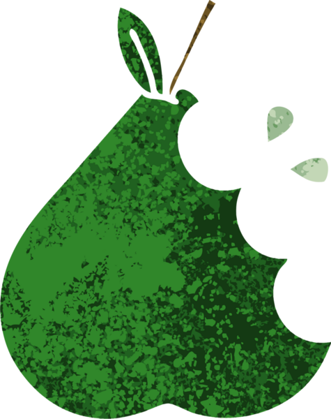 Bir insan tarafından çizilmiş bir armutun retro çizim tarzı karikatürü