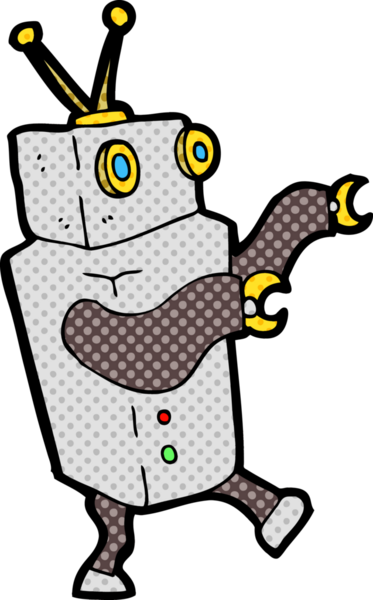 Bir insan tarafından çizilmiş çizgi film robotu