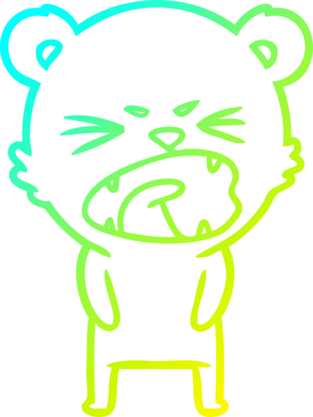 Bir insan tarafından çizilen kızgın çizgi film ayısının soğuk gradyan çizgisi.