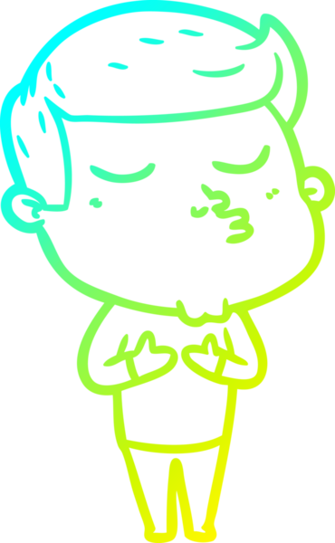 Çizgi film mankeni bir adamın insan tarafından çizilmiş soğuk gradyan çizimi.