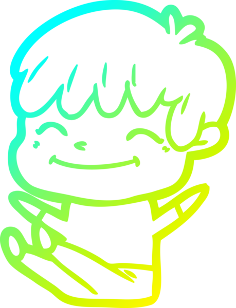 Bir çizgi film karakteri çizen soğuk çizgi bir insan tarafından çizilmiş mutlu çocuk.