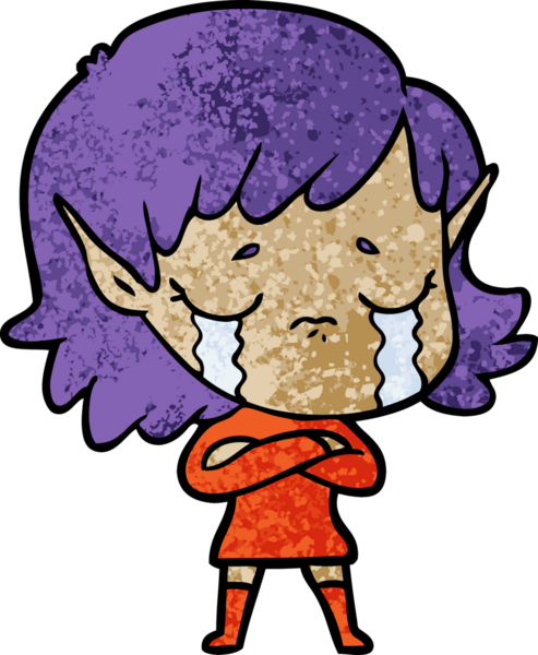 Bir insan tarafından çizilmiş ağlayan elf kızı.