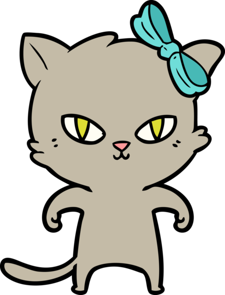 Bir insan tarafından çizilmiş sevimli çizgi film kedisi.