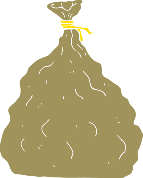 Bir insan tarafından çizilmiş çuvalın düz renk çizimi