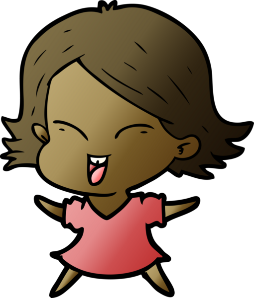 Bir insan tarafından çizilmiş mutlu çizgi film kızı.