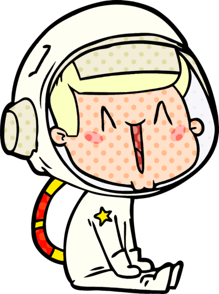 Bir insan tarafından çizilmiş mutlu astronot çizgi filmi.