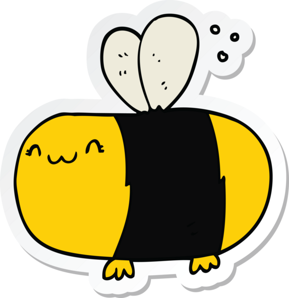 Bir insan tarafından çizilmiş şirin bir çizgi film arının çıkartması.