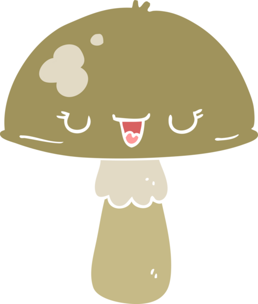 Bir insan tarafından çizilmiş düz renkli çizgi film mantarı