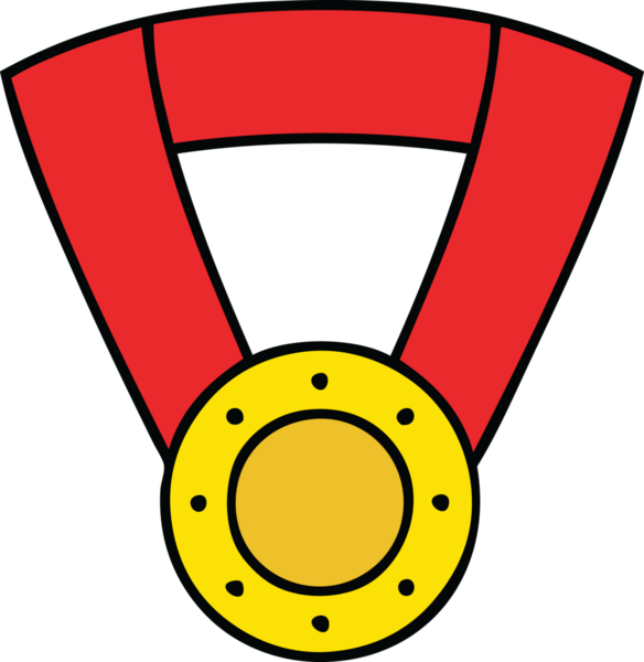 Bir insan tarafından çizilmiş altın madalyanın sevimli karikatürü.