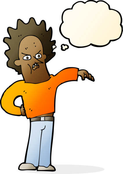 Düşünce baloncuğu bir insan tarafından çizilmiş yaramaz çocuk.