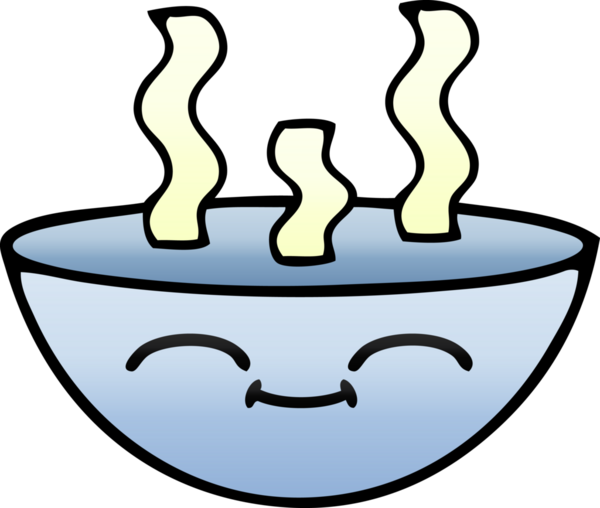Bir insan tarafından çizilmiş sıcak çorbanın gölgeli karikatürü.