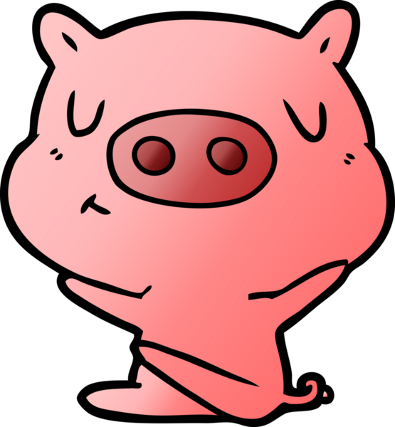 Bir insan tarafından çizilmiş çizgi film içerikli domuz.