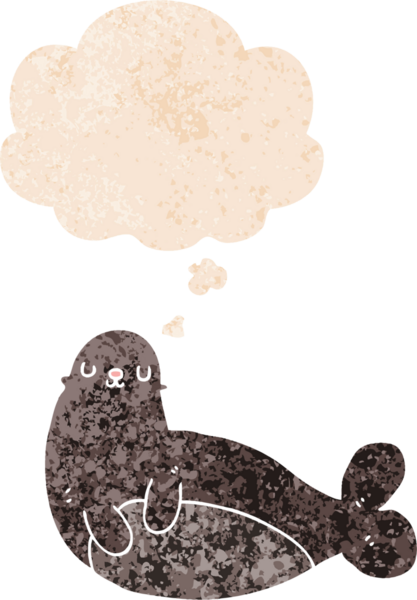 Düşünce baloncuklu karikatür mührü grunge sıkıntılı retro desen bir insan tarafından çizilmiş