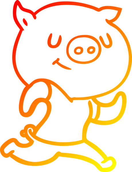 Bir insan tarafından çizilen mutlu çizgi film domuzu çizimi.