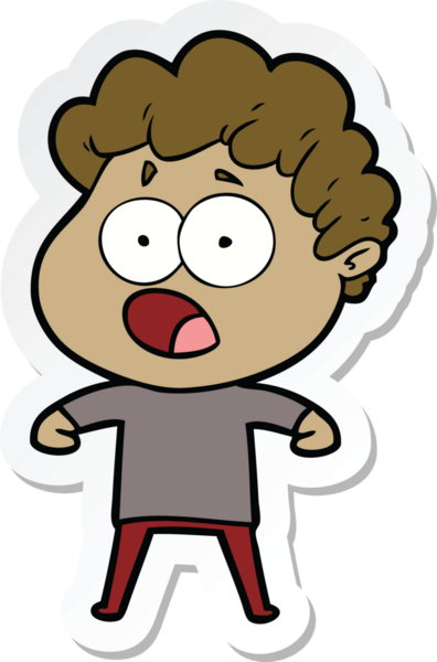 Bir insan tarafından çizilmiş, şaşırarak nefes nefese kalmış bir çizgi film karakterinin çıkartması.