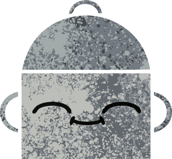 Bir insan tarafından çizilmiş yemek tenceresinin retro çizim tarzı karikatürü.