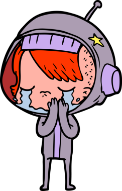 Bir insan tarafından çizilmiş ağlayan astronot kız.