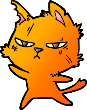 Bir insan tarafından çizilmiş sert çizgi film kedisi.