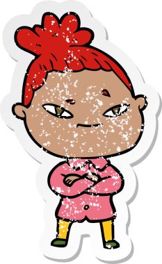 Bir insan tarafından çizilmiş karikatür bir kadının sıkıntılı çıkartması.