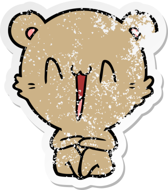 Bir insan tarafından çizilmiş mutlu bir ayının sıkıntılı çıkartması.