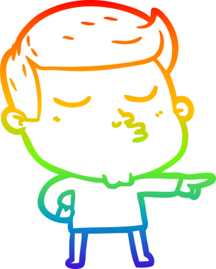 Gökkuşağı gradyan çizgi çizimi Bir insan tarafından çizilen çizgi film modeli adam