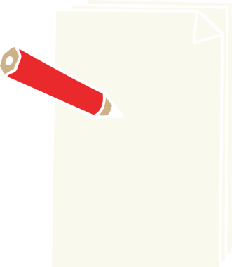 Bir insan tarafından çizilmiş garip bir karikatür kağıdı ve kalem.