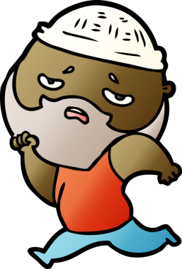 Bir insan tarafından çizilmiş sakallı endişeli bir adam.