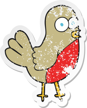 Bir insan tarafından çizilmiş robin çizgi filminin gerilimli yapıştırması.