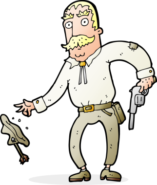 Bir insan tarafından çizilmiş vahşi batı kovboyu çizgi filmi.