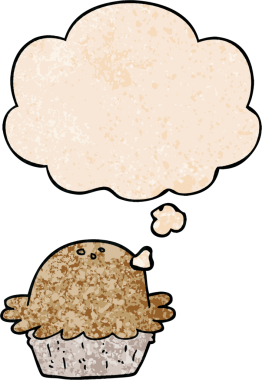 Bir insan tarafından çizilmiş grunge desenli düşünce baloncuklu çizgi film pastası.