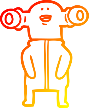 Bir insan tarafından çizilmiş dost canlısı çizgi film uzaylısının çizimi.