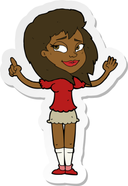 Bir insan tarafından çizilmiş fikri olan bir karikatür kadının çıkartması.