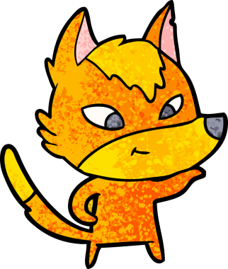 Bir insan tarafından çizilmiş tilki çizgi film karakteri