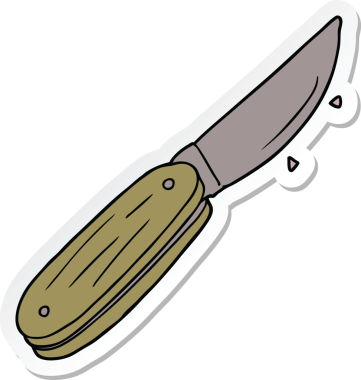 Bir insan tarafından çizilmiş bir çizgi film bıçağının çıkartması.