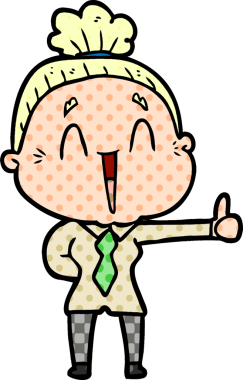 Bir insan tarafından çizilmiş mutlu yaşlı kadın çizgi filmi.