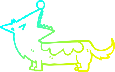 Bir insan tarafından çizilen çizgi film köpeğinin soğuk gradyan çizgisi.