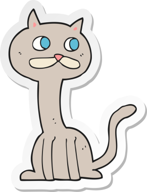 Bir insan tarafından çizilmiş çizgi film kedisinin çıkartması.