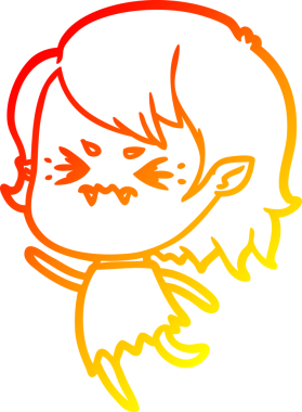 Bir insan tarafından çizilmiş kızgın bir vampir kız çizgi çizimi.