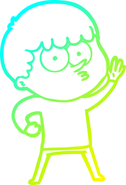 Bir çizgi film karakteri çizen soğuk gradyan bir insan tarafından çizilmiş meraklı çocuk.