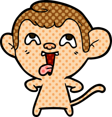 Bir insan tarafından çizilmiş çılgın çizgi film maymunu