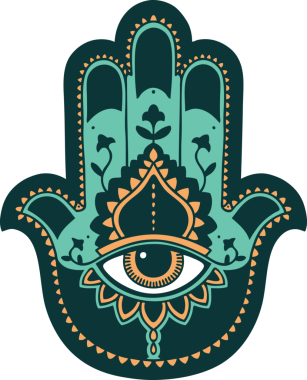 Bir insan tarafından çizilmiş bir hamza ikonik dövme şekli