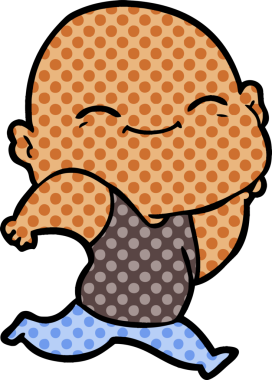 Bir insan tarafından çizilmiş mutlu kel adam çizgi filmi.