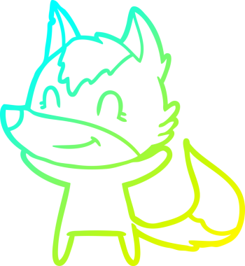 Bir insan tarafından çizilmiş dost canlısı bir kurt çizgi çizimi.