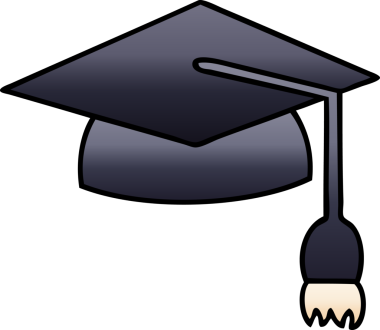 Bir insan tarafından çizilmiş mezuniyet şapkasının gölgeli çizgi filmi.